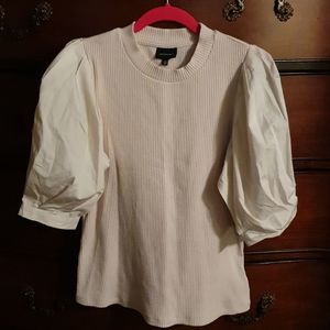 Who What Wear Oatmeal Bishop Sleeve Top XS